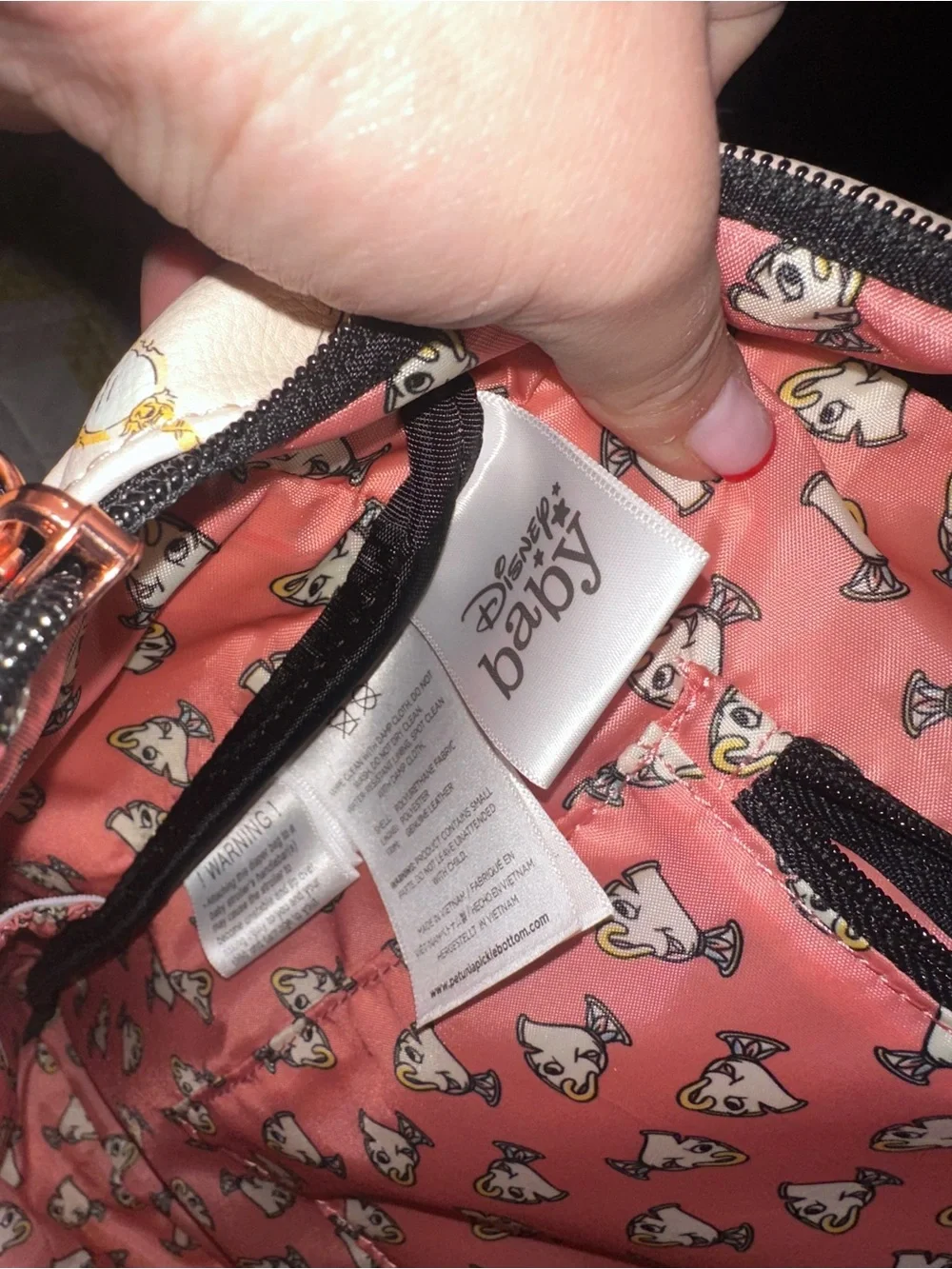 Belle Patterned Diaper Bag - Pink & Gold Accent